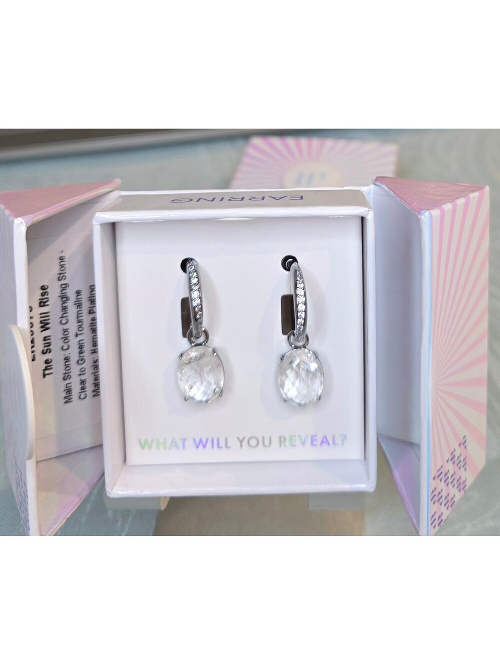Bomb Party The Sun Will Rise Color Changing Stone Earrings with Hematite Plating